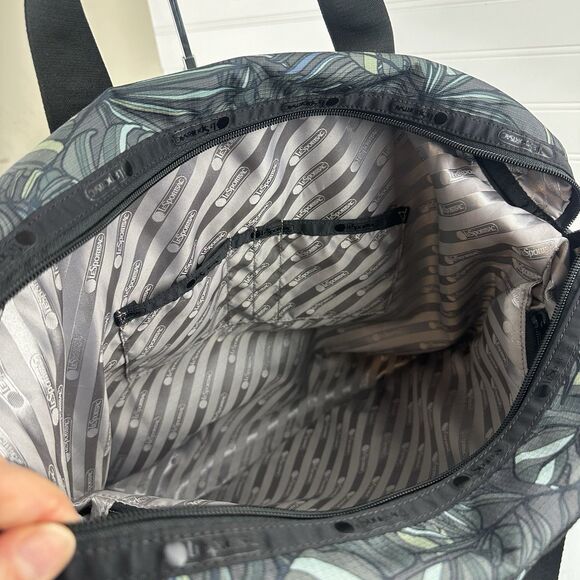 LeSportsac Large Tropical Camo Leaves Green Tote Messenger Shoulder Laptop Bag - Picture 7 of 12